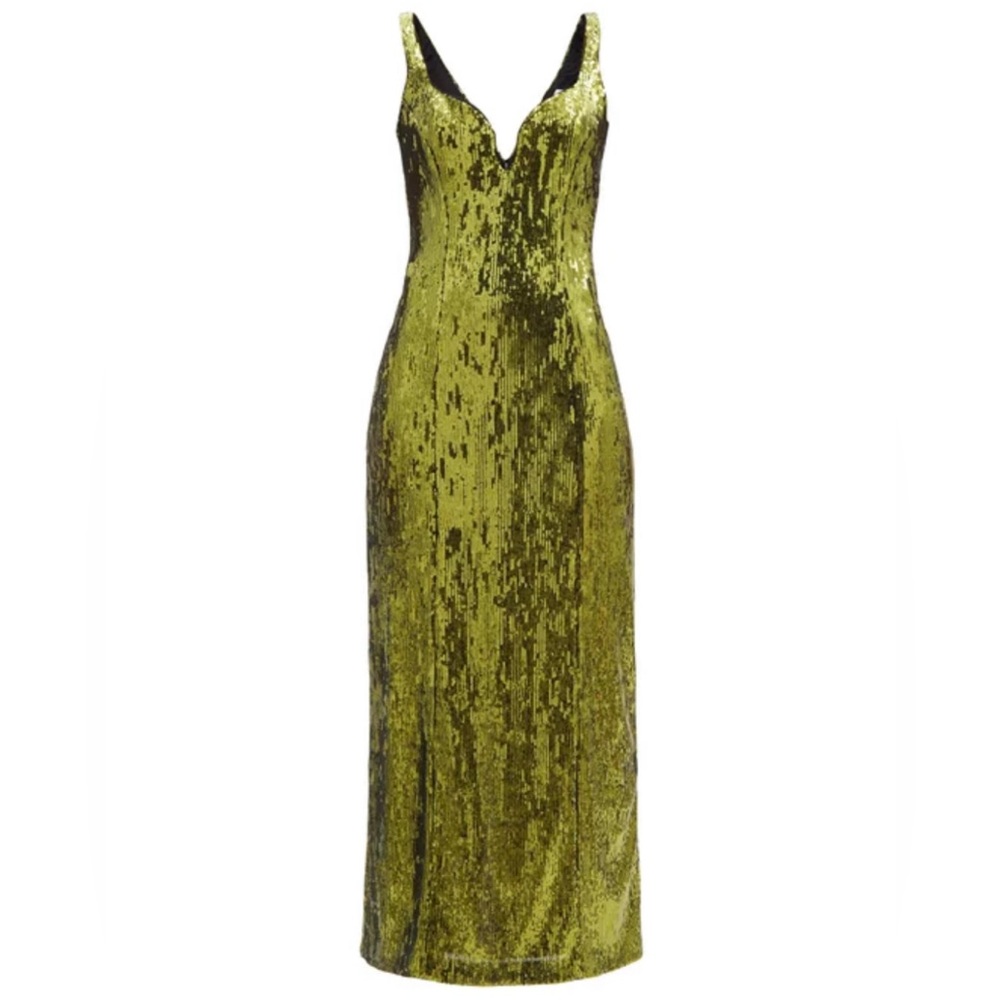 Galvan Green Sequin Savannah Dress (Size 36 FR)